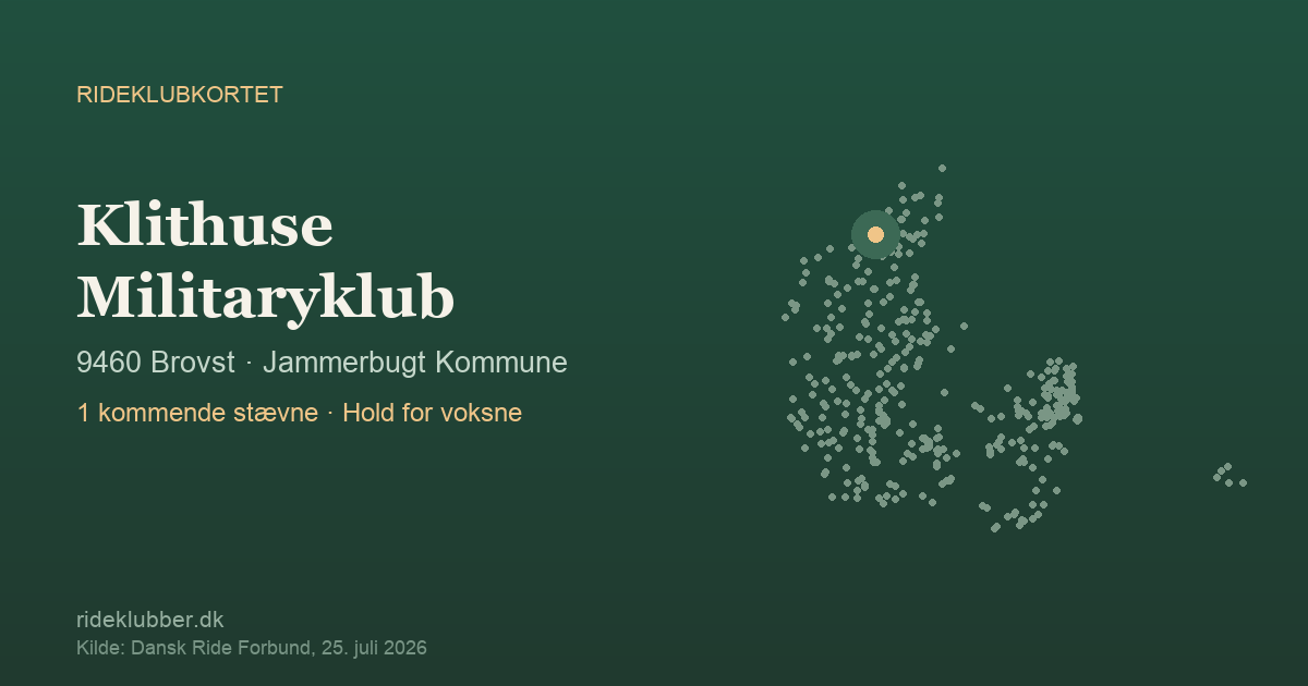 Klithuse Militaryklub - Brovst | Rideklubkortet markeret på kortet over danske rideklubber