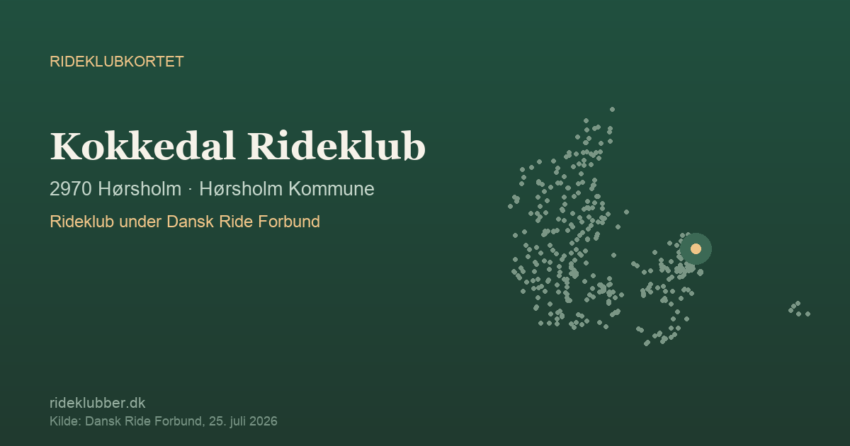Kokkedal Rideklub - Hørsholm | Rideklubkortet markeret på kortet over danske rideklubber
