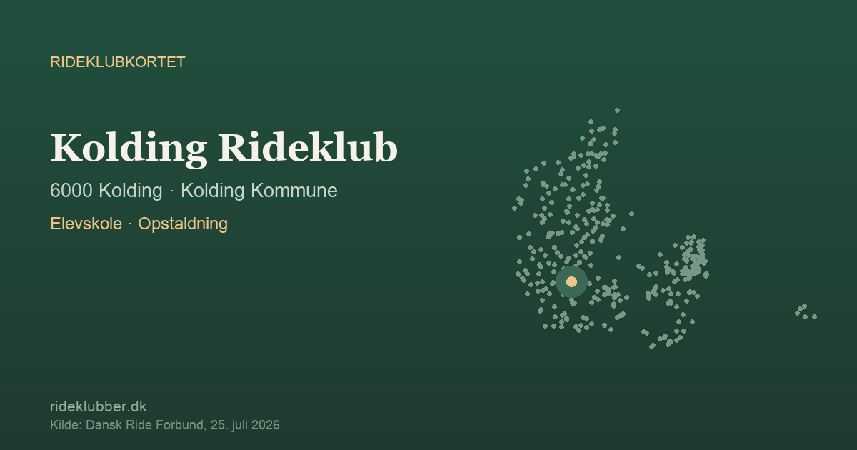 Kolding Rideklub - Kolding | Rideklubkortet markeret på kortet over danske rideklubber