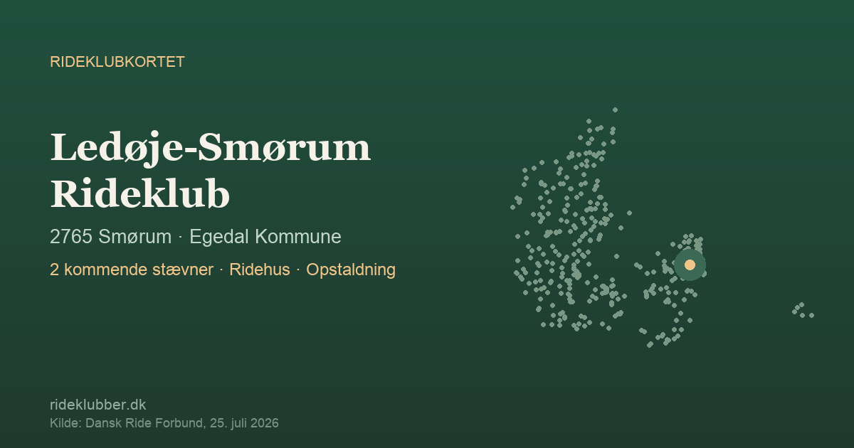 Ledøje-Smørum Rideklub - Smørum | Rideklubkortet markeret på kortet over danske rideklubber