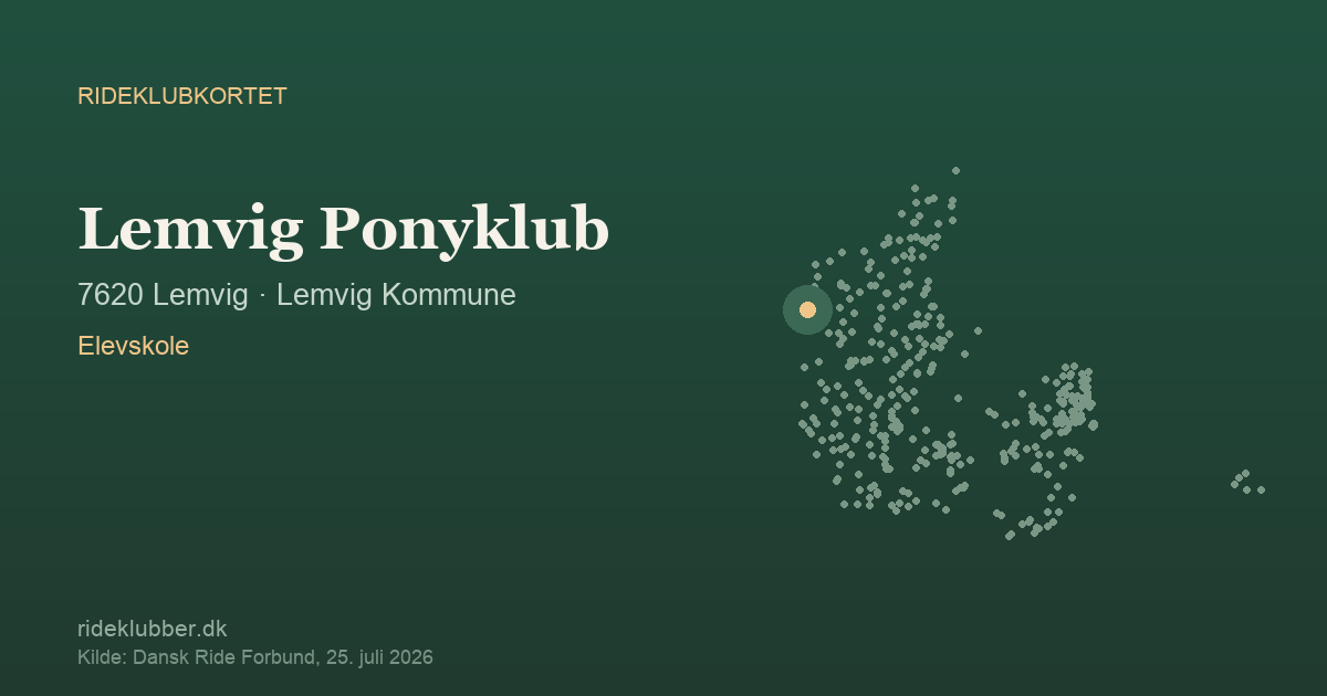 Lemvig Ponyklub - Lemvig | Rideklubkortet markeret på kortet over danske rideklubber