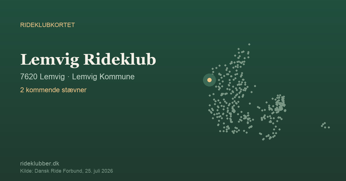 Lemvig Rideklub - Lemvig | Rideklubkortet markeret på kortet over danske rideklubber