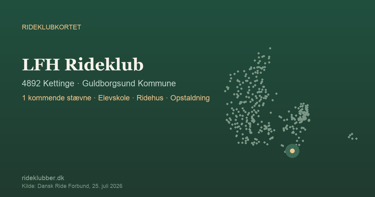 LFH Rideklub - Kettinge | Rideklubkortet markeret på kortet over danske rideklubber