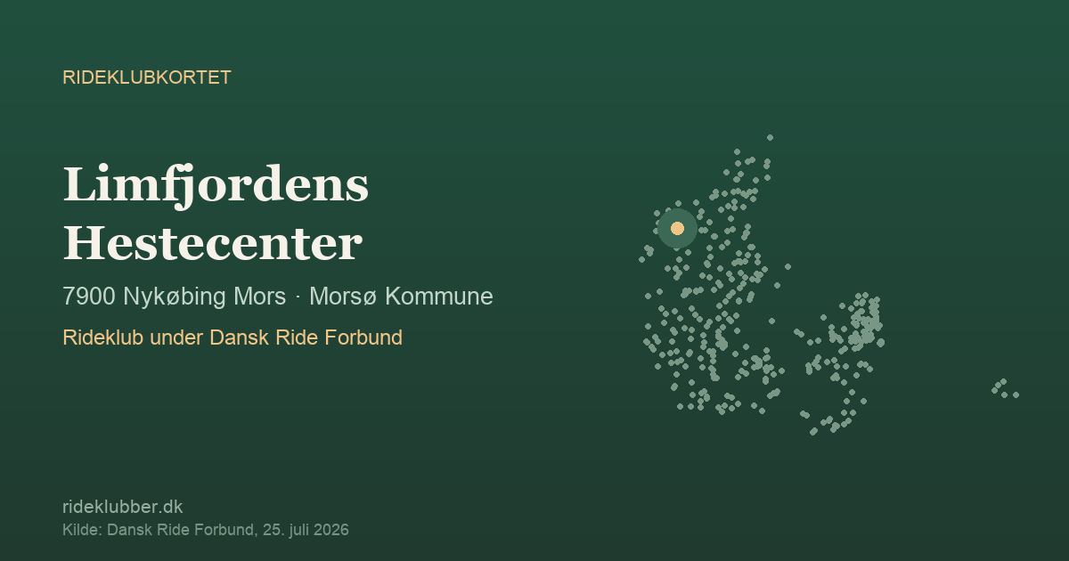 Limfjordens Hestecenter - Nykøbing Mors | Rideklubkortet markeret på kortet over danske rideklubber
