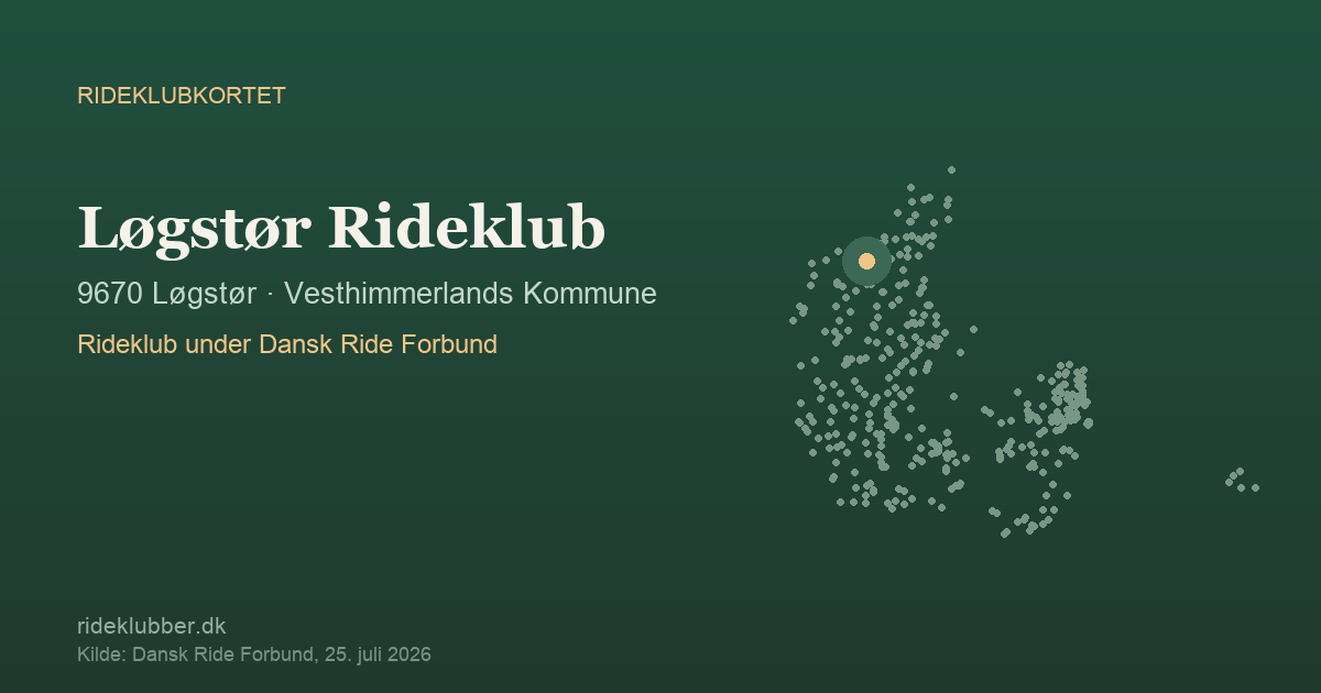 Løgstør Rideklub - Løgstør | Rideklubkortet markeret på kortet over danske rideklubber