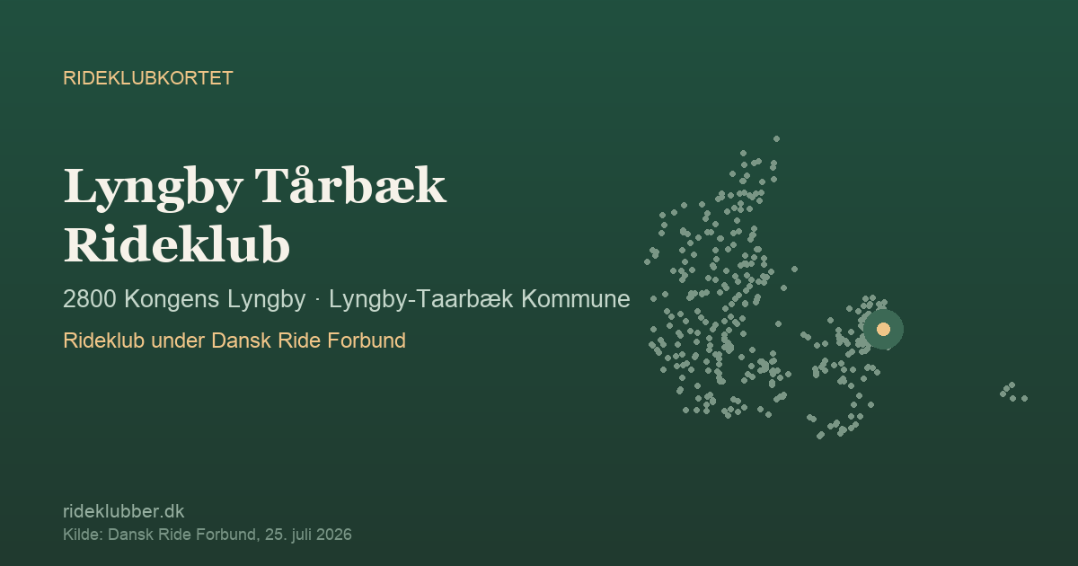 Lyngby Tårbæk Rideklub - Kongens Lyngby | Rideklubkortet markeret på kortet over danske rideklubber