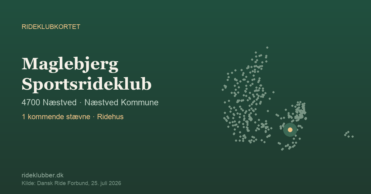 Maglebjerg Sportsrideklub - Næstved | Rideklubkortet markeret på kortet over danske rideklubber