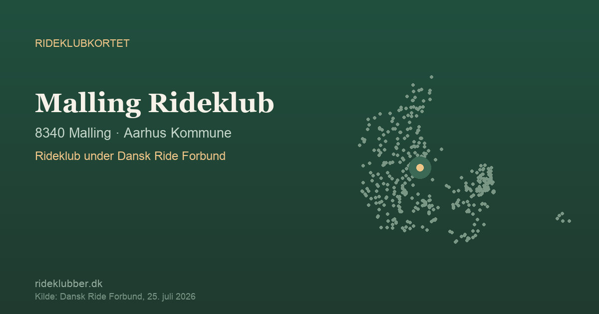 Malling Rideklub - Malling | Rideklubkortet markeret på kortet over danske rideklubber