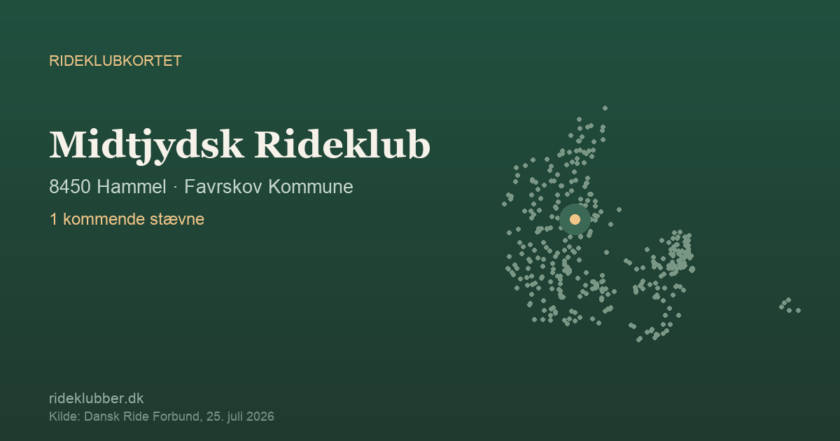 Midtjydsk Rideklub - Hammel | Rideklubkortet markeret på kortet over danske rideklubber