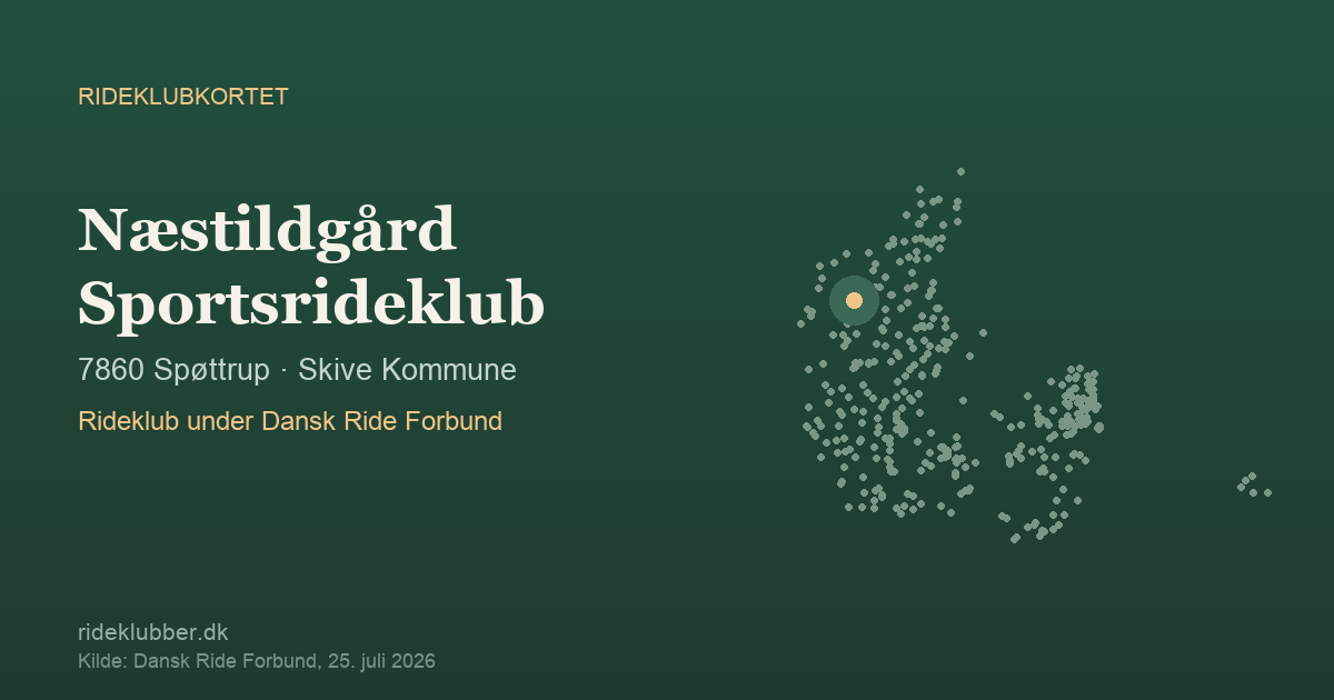 Næstildgård Sportsrideklub - Spøttrup | Rideklubkortet markeret på kortet over danske rideklubber