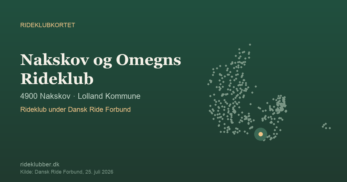 Nakskov og Omegns Rideklub - Nakskov | Rideklubkortet markeret på kortet over danske rideklubber