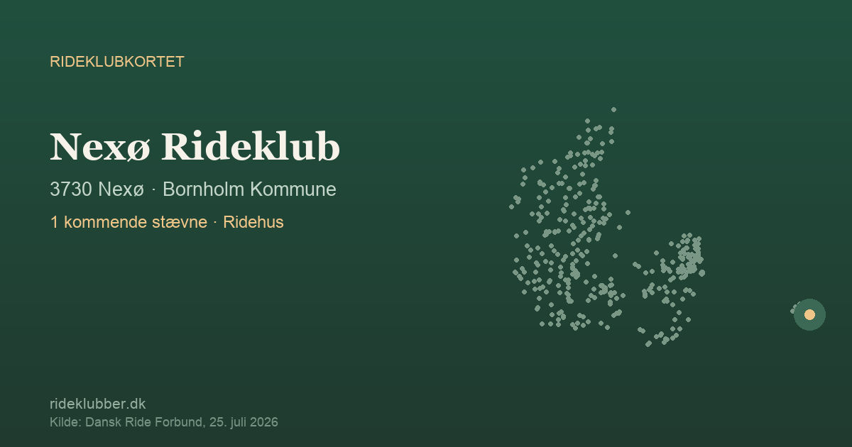 Nexø Rideklub - Nexø | Rideklubkortet markeret på kortet over danske rideklubber