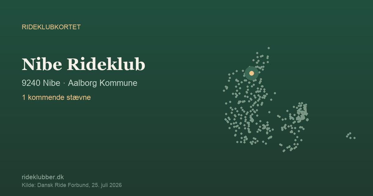 Nibe Rideklub - Nibe | Rideklubkortet markeret på kortet over danske rideklubber