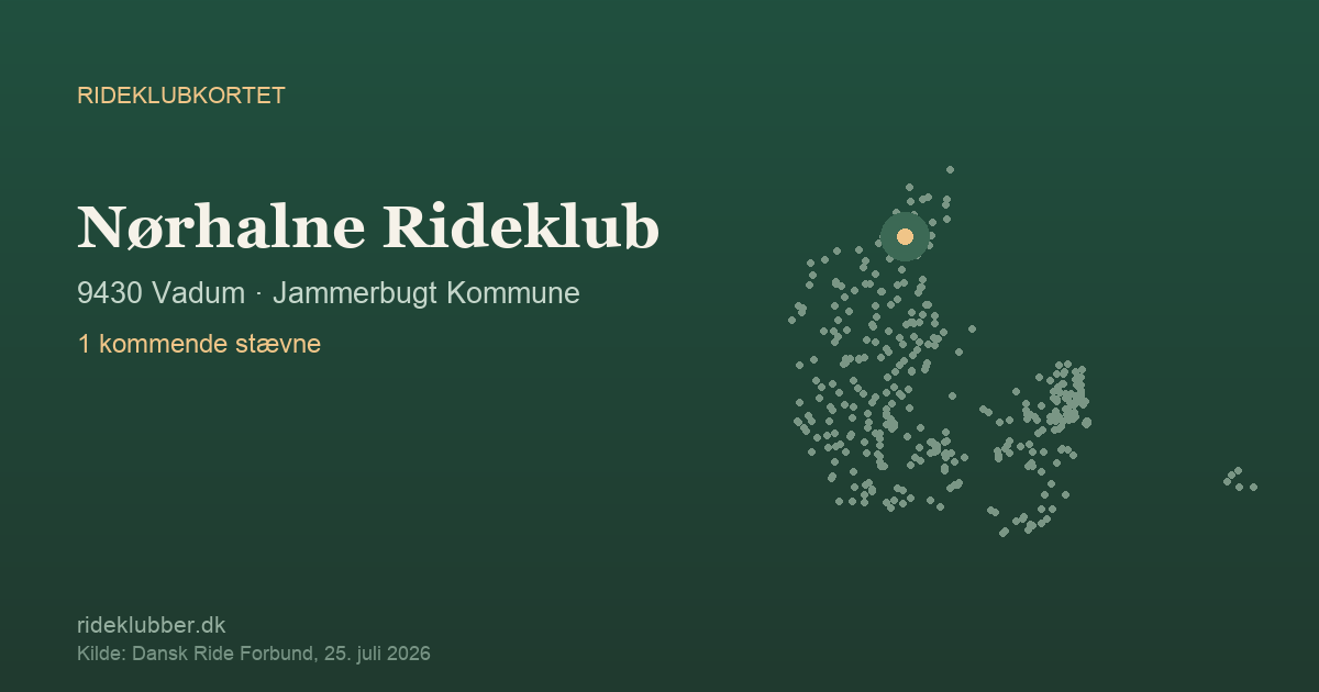 Nørhalne Rideklub - Vadum | Rideklubkortet markeret på kortet over danske rideklubber