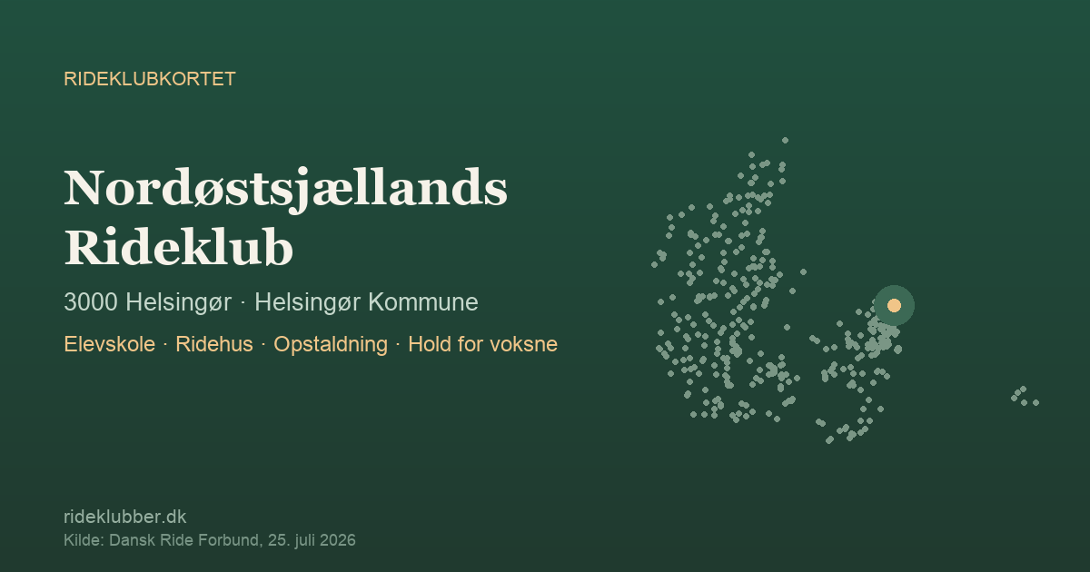 Nordøstsjællands Rideklub - Helsingør | Rideklubkortet markeret på kortet over danske rideklubber