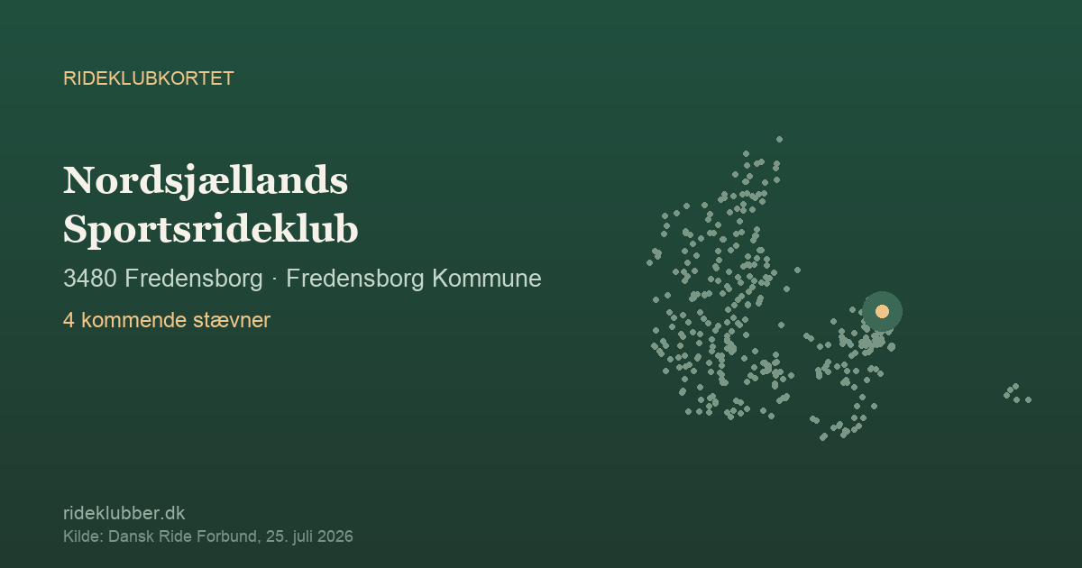 Nordsjællands Sportsrideklub - Fredensborg | Rideklubkortet markeret på kortet over danske rideklubber