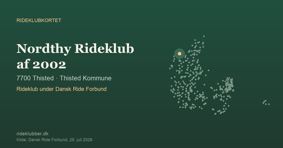 Nordthy Rideklub af 2002 - Thisted | Rideklubkortet markeret på kortet over danske rideklubber