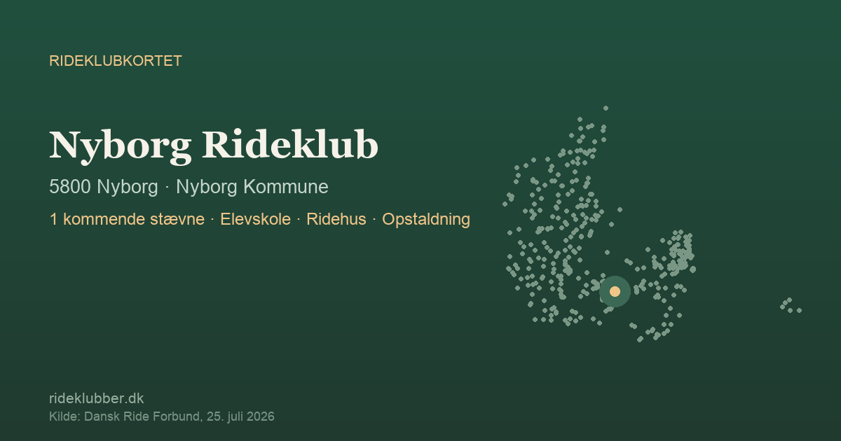 Nyborg Rideklub - Nyborg | Rideklubkortet markeret på kortet over danske rideklubber