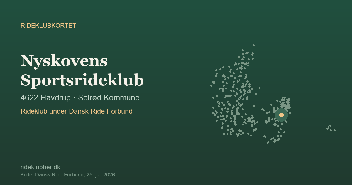 Nyskovens Sportsrideklub - Havdrup | Rideklubkortet markeret på kortet over danske rideklubber