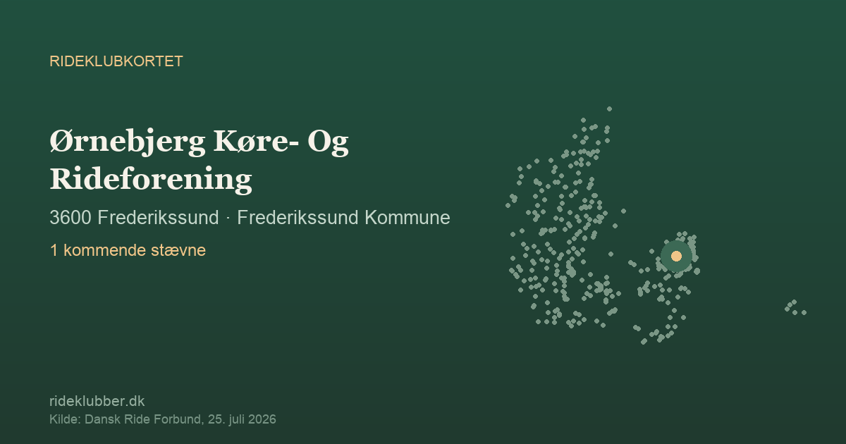 Ørnebjerg Køre- Og Rideforening - Frederikssund | Rideklubkortet markeret på kortet over danske rideklubber