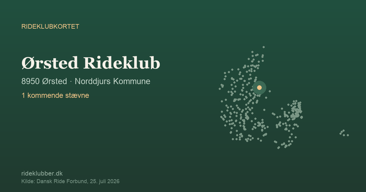 Ørsted Rideklub - Ørsted | Rideklubkortet markeret på kortet over danske rideklubber