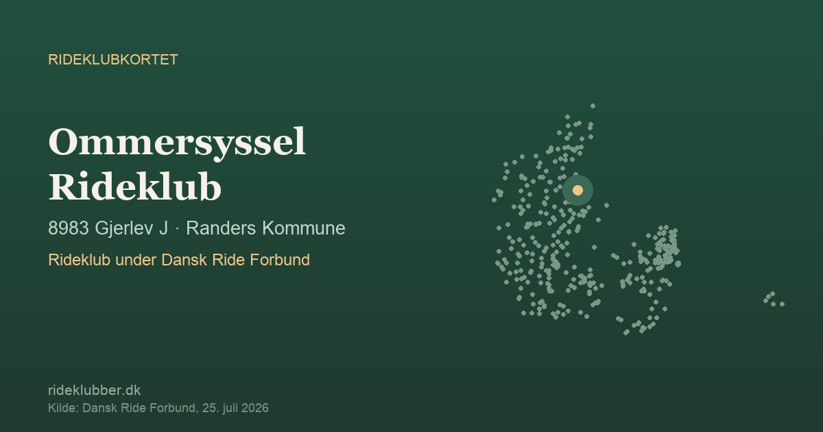 Ommersyssel Rideklub - Gjerlev J | Rideklubkortet markeret på kortet over danske rideklubber