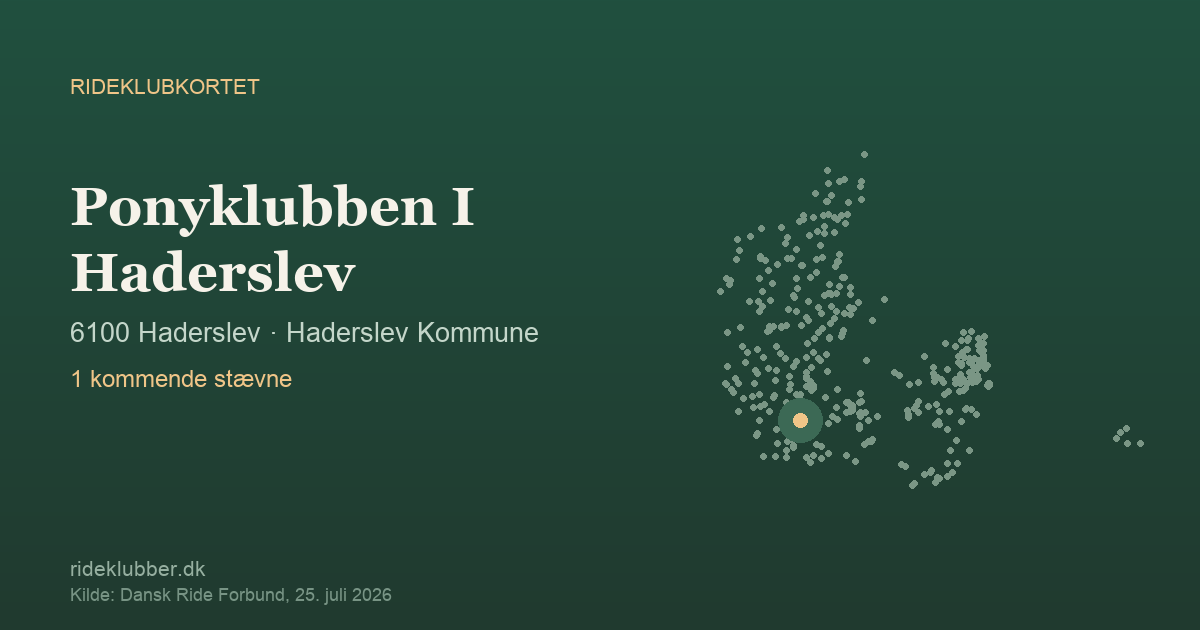Ponyklubben I Haderslev - Haderslev | Rideklubkortet markeret på kortet over danske rideklubber
