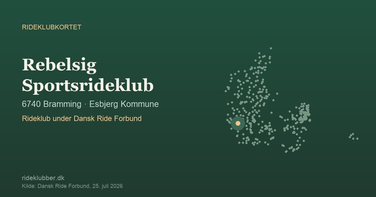 Rebelsig Sportsrideklub - Bramming | Rideklubkortet markeret på kortet over danske rideklubber