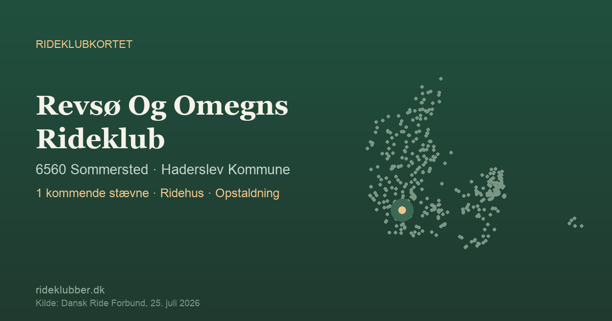 Revsø Og Omegns Rideklub - Sommersted | Rideklubkortet markeret på kortet over danske rideklubber