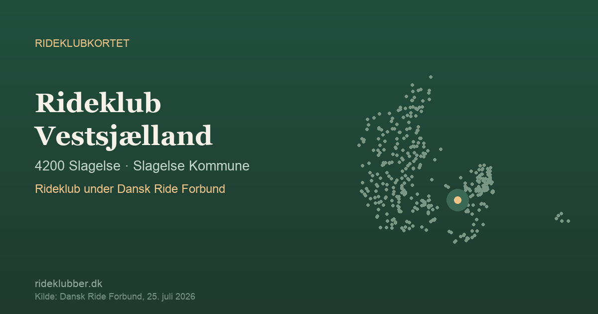 Rideklub Vestsjælland - Slagelse | Rideklubkortet markeret på kortet over danske rideklubber