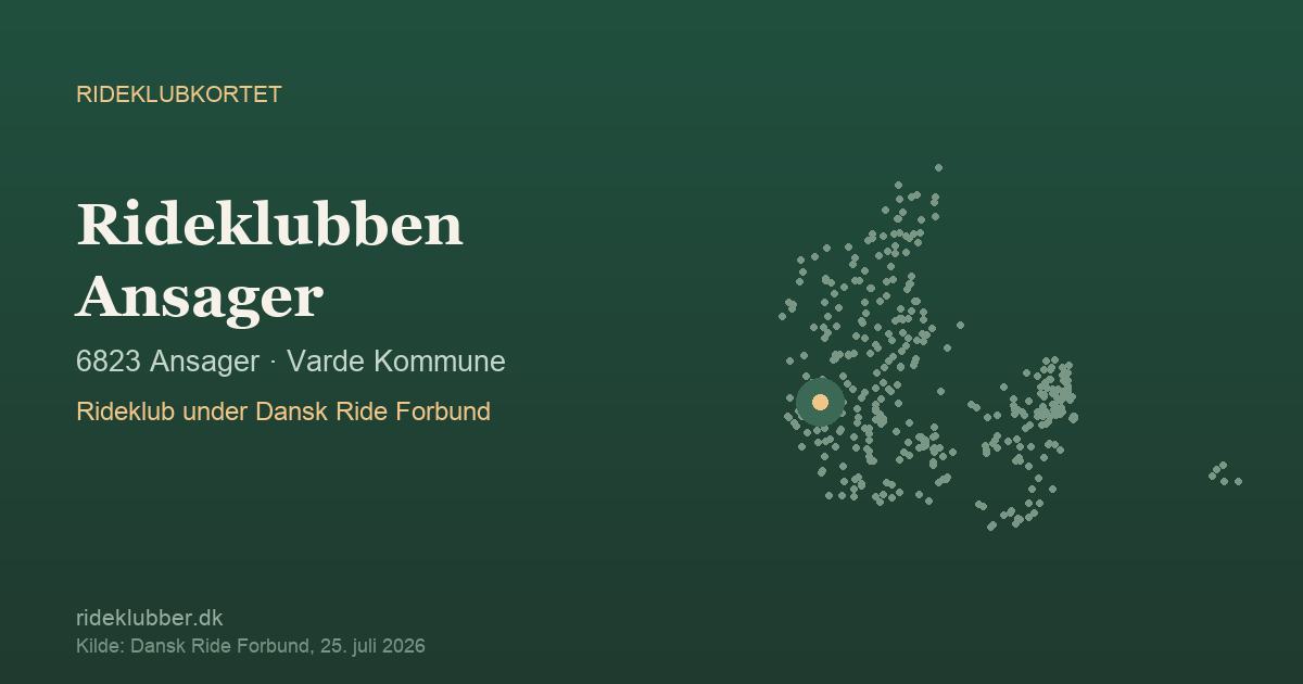 Rideklubben Ansager - Ansager | Rideklubkortet markeret på kortet over danske rideklubber