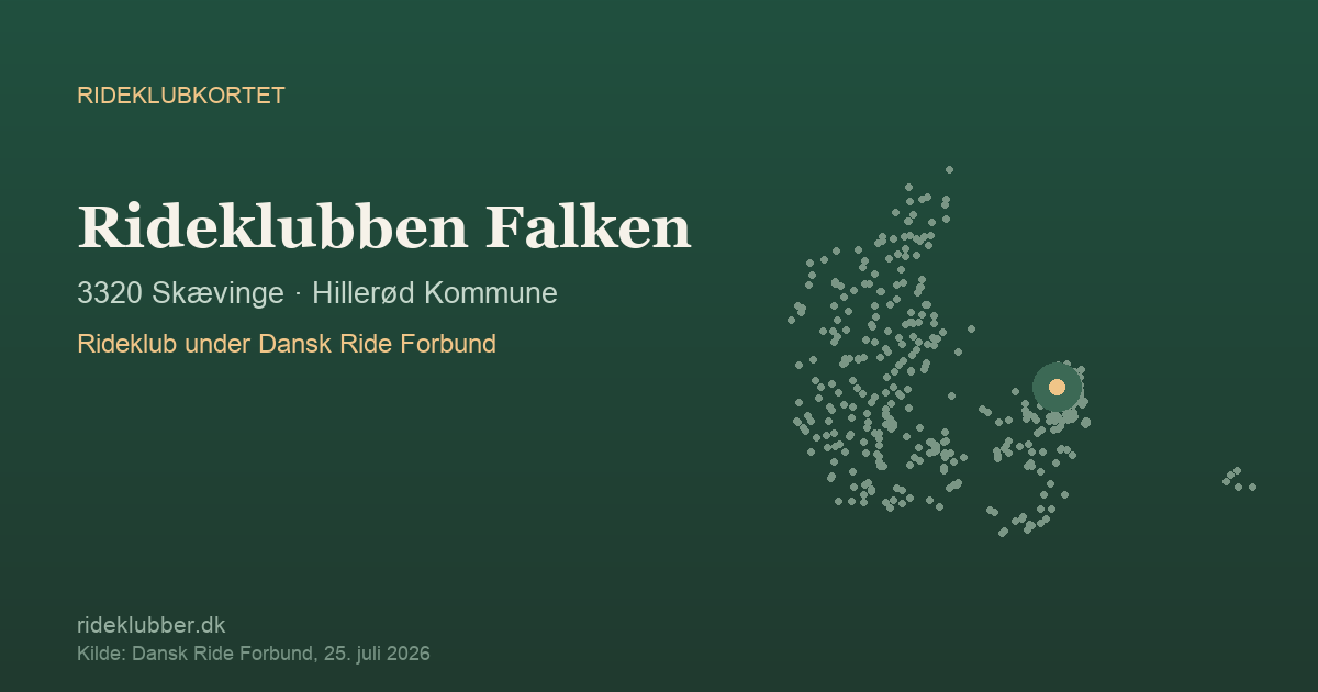 Rideklubben Falken - Skævinge | Rideklubkortet markeret på kortet over danske rideklubber