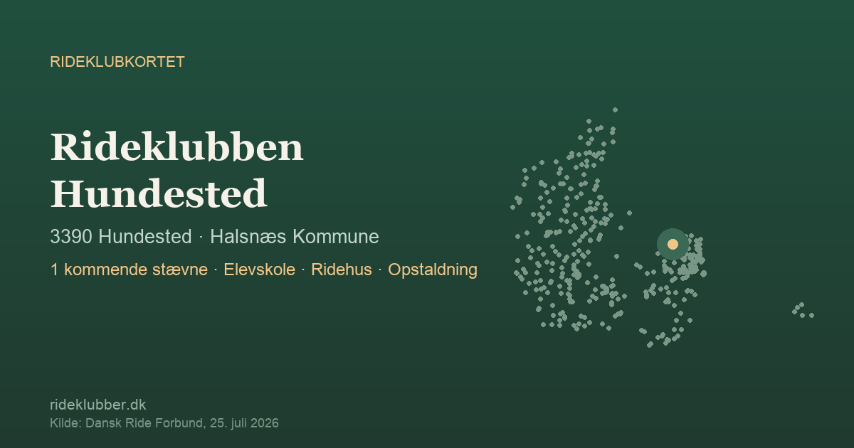Rideklubben Hundested - Hundested | Rideklubkortet markeret på kortet over danske rideklubber
