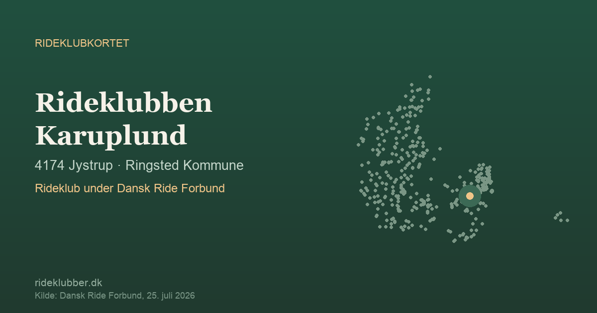 Rideklubben Karuplund - Jystrup | Rideklubkortet markeret på kortet over danske rideklubber