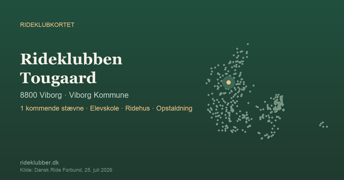 Rideklubben Tougaard - Viborg | Rideklubkortet markeret på kortet over danske rideklubber
