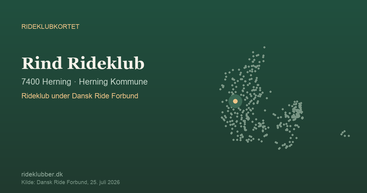 Rind Rideklub - Herning | Rideklubkortet markeret på kortet over danske rideklubber