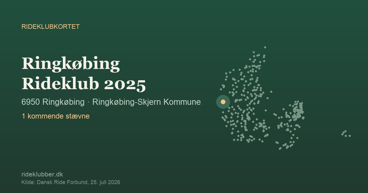 Ringkøbing Rideklub 2025 - Ringkøbing | Rideklubkortet markeret på kortet over danske rideklubber