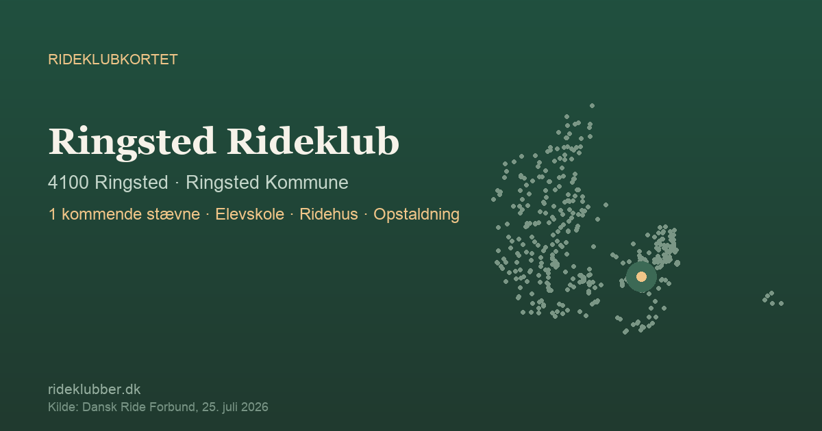 Ringsted Rideklub - Ringsted | Rideklubkortet markeret på kortet over danske rideklubber