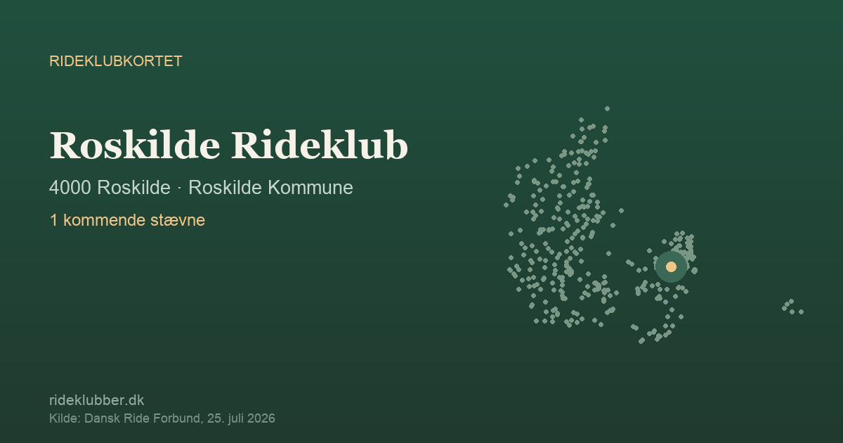 Roskilde Rideklub - Roskilde | Rideklubkortet markeret på kortet over danske rideklubber