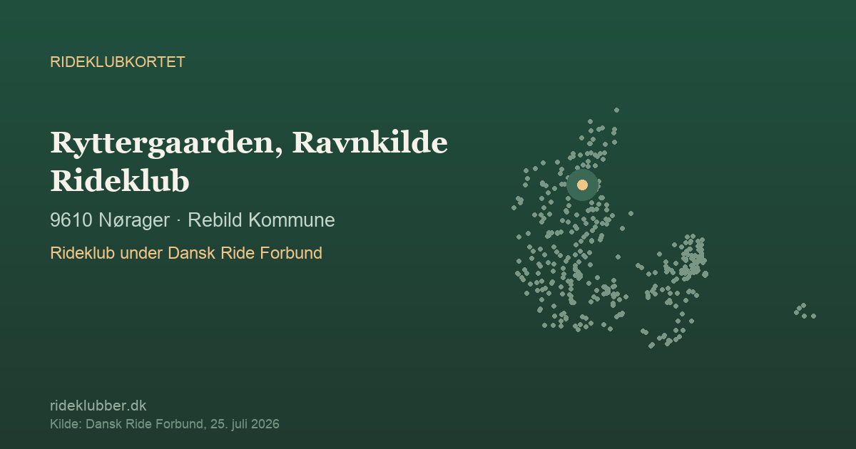 Ryttergaarden, Ravnkilde Rideklub - Nørager | Rideklubkortet markeret på kortet over danske rideklubber