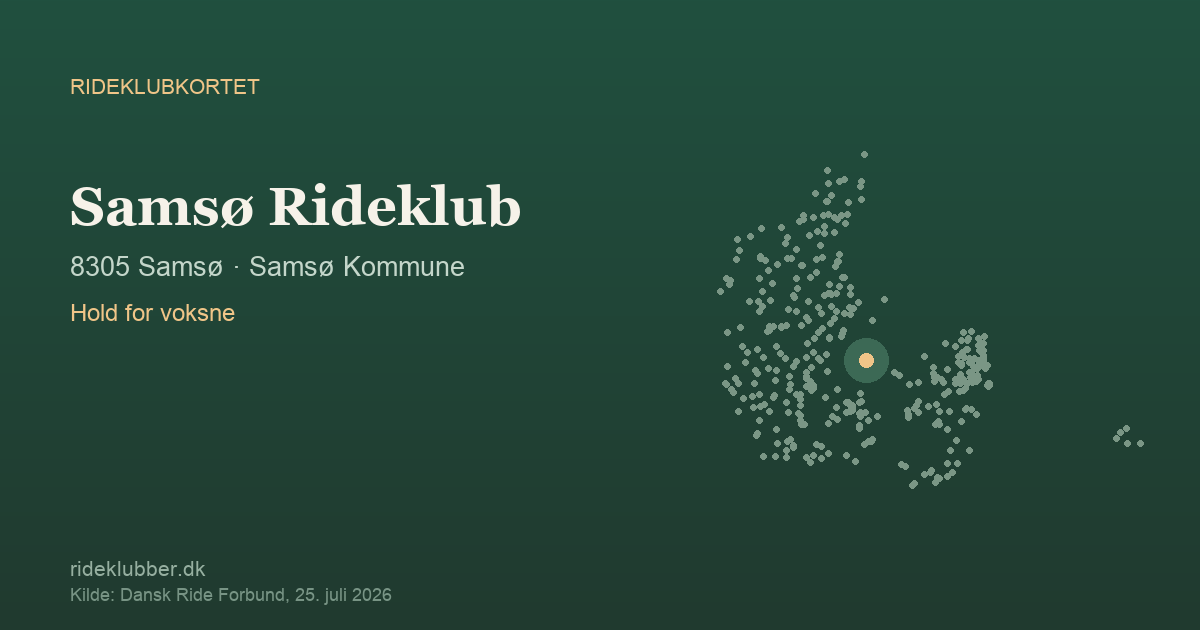 Samsø Rideklub - Samsø | Rideklubkortet markeret på kortet over danske rideklubber