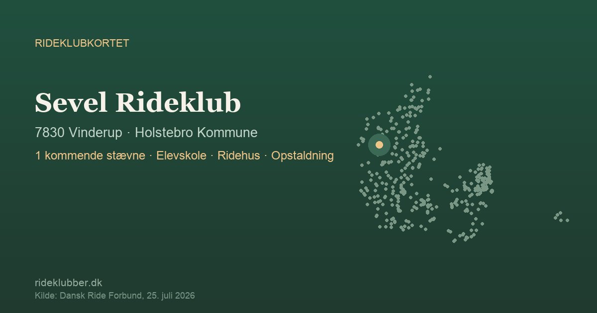 Sevel Rideklub - Vinderup | Rideklubkortet markeret på kortet over danske rideklubber