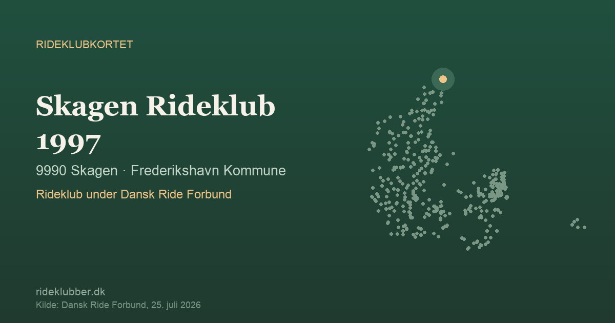 Skagen Rideklub 1997 - Skagen | Rideklubkortet markeret på kortet over danske rideklubber