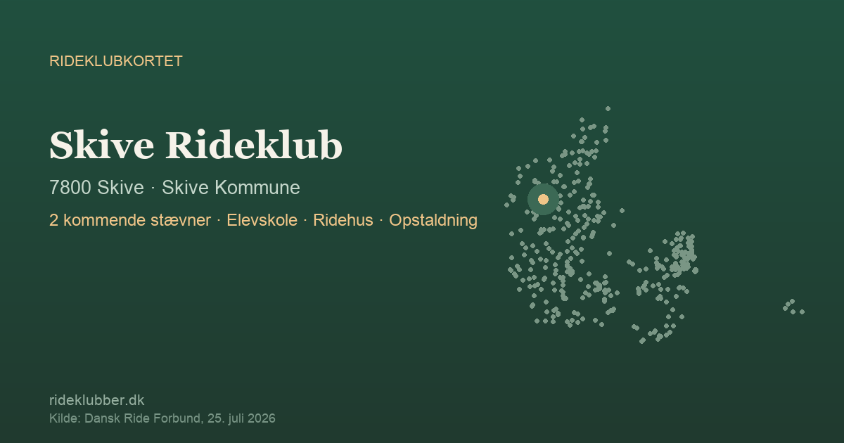 Skive Rideklub - Skive | Rideklubkortet markeret på kortet over danske rideklubber