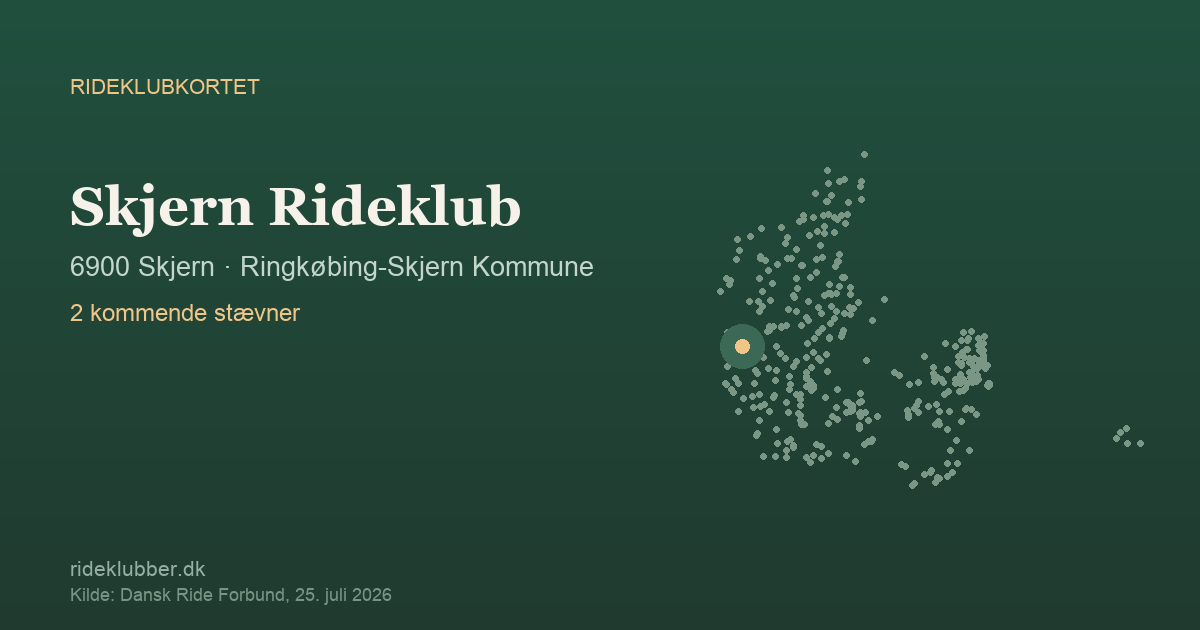Skjern Rideklub - Skjern | Rideklubkortet markeret på kortet over danske rideklubber