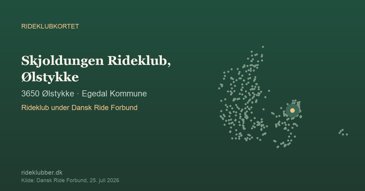 Skjoldungen Rideklub, Ølstykke - Ølstykke | Rideklubkortet markeret på kortet over danske rideklubber
