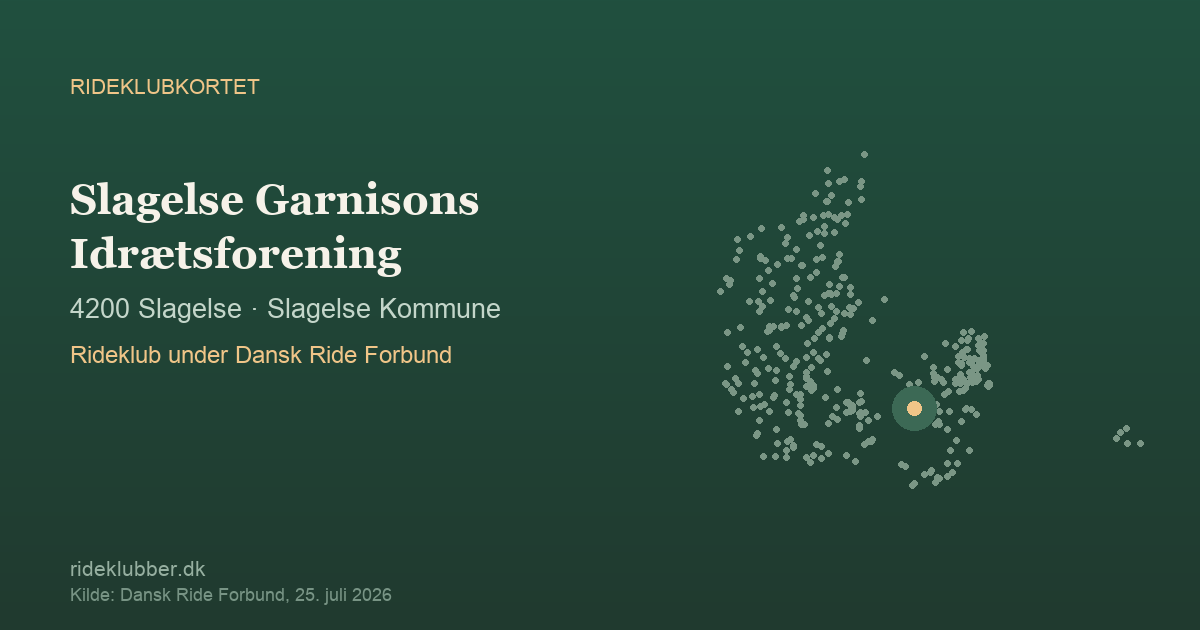 Slagelse Garnisons Idrætsforening - Slagelse | Rideklubkortet markeret på kortet over danske rideklubber