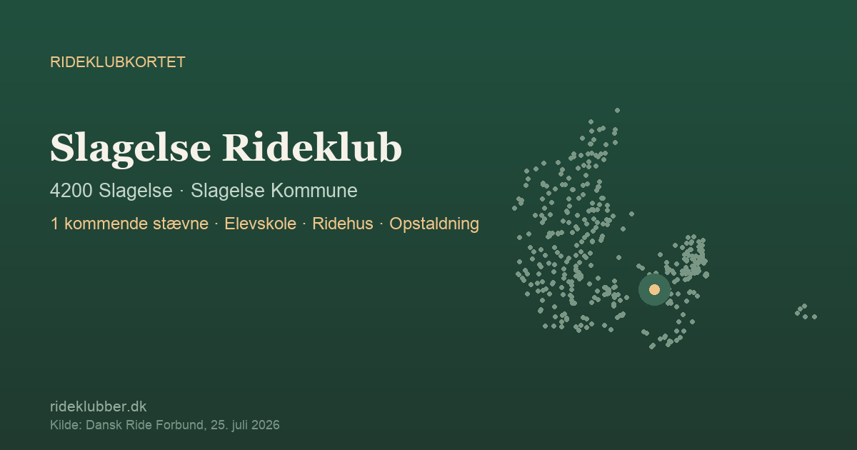 Slagelse Rideklub - Slagelse | Rideklubkortet markeret på kortet over danske rideklubber