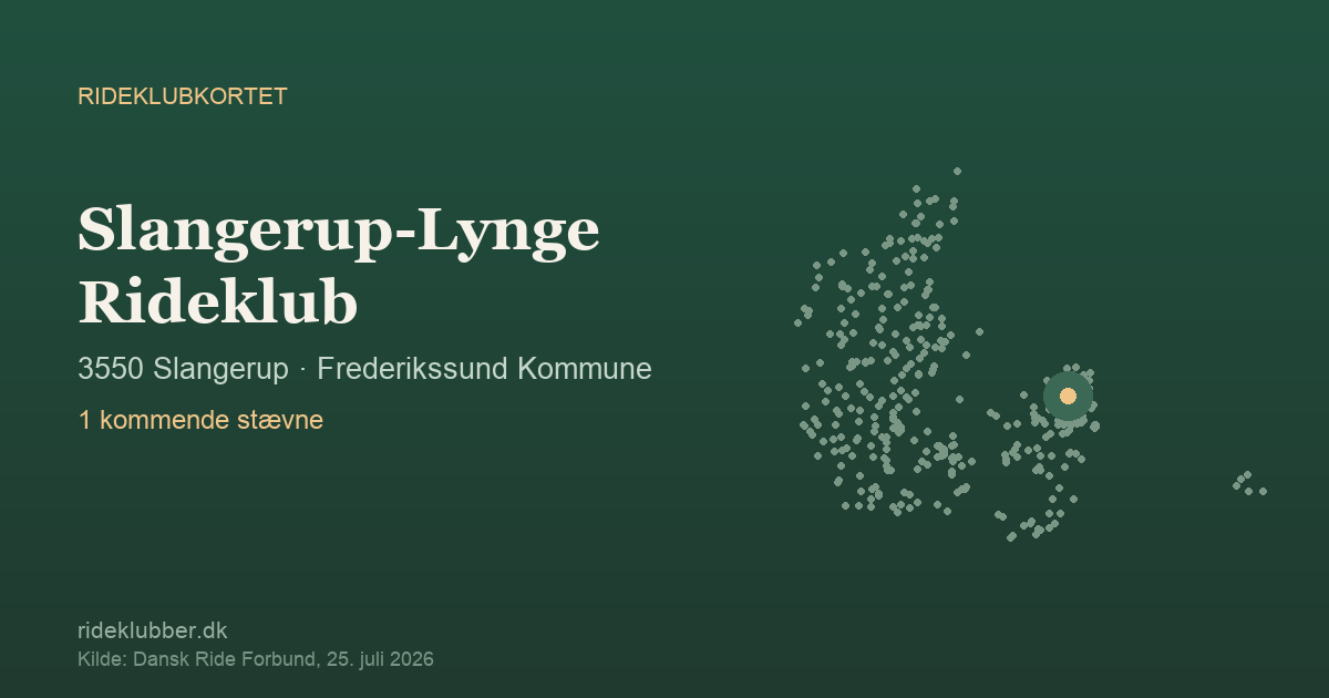 Slangerup-Lynge Rideklub - Slangerup | Rideklubkortet markeret på kortet over danske rideklubber