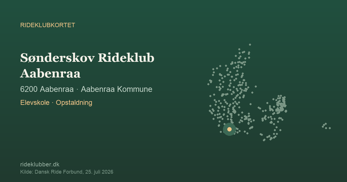 Sønderskov Rideklub Aabenraa - Aabenraa | Rideklubkortet markeret på kortet over danske rideklubber